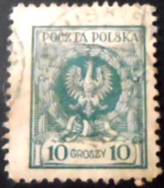 Selo postal da Polônia de 1924 Arms of Poland 10 - 219 U