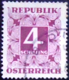 Selo postal da Áustria de 1951 Digit in square frame 4