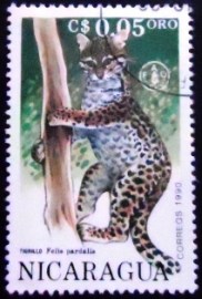 Selo postal da Nicarágua de 1990 Ocelot