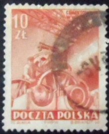 Selo postal da Polônia de 1952 Cement work in Wierzbica