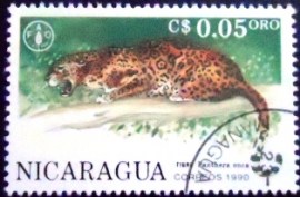 Selo postal da Nicarágua de 1990 Jaguar