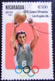 Selo postal da Nicarágua de 1983 Basketball