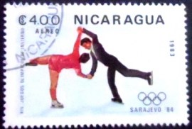 Selo postal da Nicarágua de 1983 Figure skating