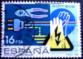 Selo postal da Espanha de 1984 Prevention of Electrical Hazards