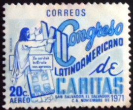 Selo postal de El Salvador de 1975 Jesus and Caritas Emblem