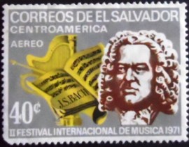 Selo postal de El Salvador de 1971 Johann Sebastian Bach