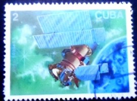Selo postal de Cuba de 1988 Satellit Horizont