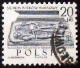 Selo postal da Polônia de 1965 Tombstone of Last Duke of Mazovia