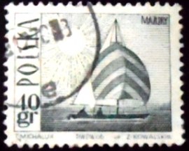 Selo postal da Polônia de 1966 Amethyst Yacht 11½ x 11¾
