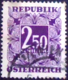 Selo postal da Áustria de 1951Digit in square frame 2,50