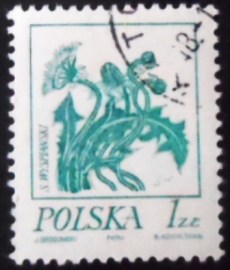 Selo postal da Polônia de 1974 Dandelion