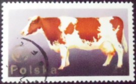 Selo postal da Polônia de 1975 Cow