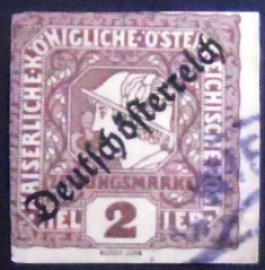 Selo postal da Áustria de 1919 Mercurius 2