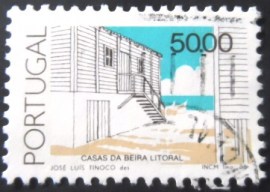 Selo postal de Portugal de 1985 Beira coast house