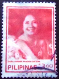 Selo postal das Filipinas de 1986 Aurora Aragon Quezon