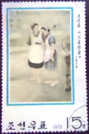 Selo postal da Coréia do Norte de 1976 Passing on Technique