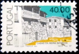 Selo postal de Portugal de 1987 Beira inland house