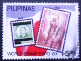 Selo postal das Filipinas de 1989 World Stamp Expo 89