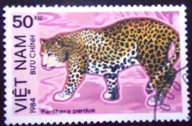 Selo postal do Vietnam de 1984 Leopard