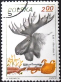 Selo postal Polônia 1981 Moose