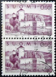 Par de selos postais da Finlândia de 1963 Stronghold Olavinlinna