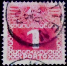 Selo postal da Áustria de 1908 Imperial coat of arms & digit 1