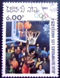 Selo postal do Laos de 1983 Basketball