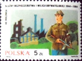 Selo postal da Polônia de 1984 Polish Militia