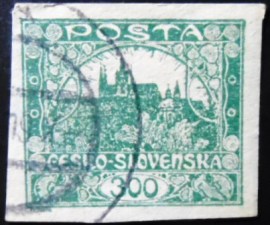 Selo postal da Tchecoslováquia de 1919 Prague Castle 300