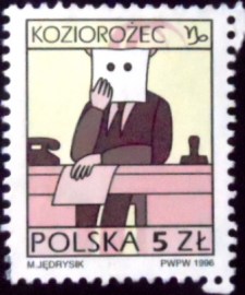 Selo postal da Polônia de 1996 Capricorn
