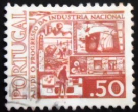 Selo postal de Portugal de 1976 Industry and Shipping