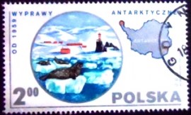 Selo postal da Polônia de 1980 Seals Antarctica