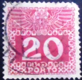 Selo postal da Áustria de 1908 Imperial coat of arms & digit 20