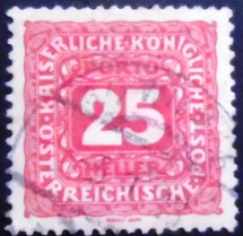 Selo postal da Áustria de 1916 Digit in Octagon 25