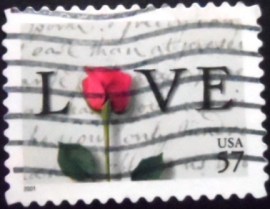 Selo postal dos Estados Unidos de 2001 Rose and Love Letter