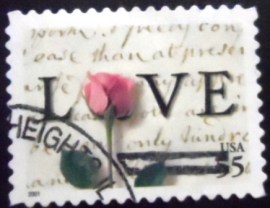 Selo postal dos Estados Unidos de 2001 Love Letter by John Adams