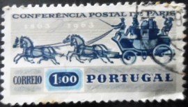 Selo postal de Portugal de 1963 Mailcoach