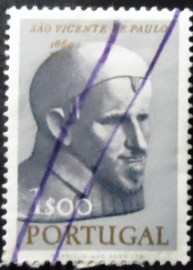 Selo postal de Portugal de 1963 Saint Vicent de Paul