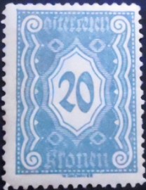 Selo postal da Áustria de 1922 Digit in decagon 20