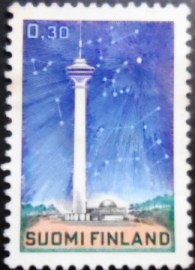 Selo postal da Finlândia de 1971 TV Tower Näsinneula & Planetarium