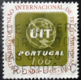 Selo postal de Portugal de 1965 ITU Badge (UIT)
