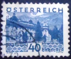 Selo postal da Áustria de 1932 Old Hofburg azul