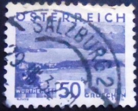 Selo postal da Áustria de 1932 Wörthersee grey violet