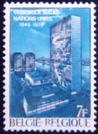 Selo postal da Bélgica de 1970 U.N.O. building in New-York