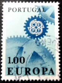 Selo postal de Portugal de 1967 C.E.P.T. Cogwheels