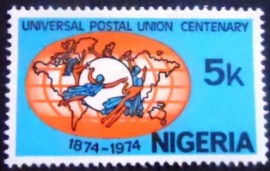 Selo postal da Nigéria de 1974 Globe and UPU Emblem