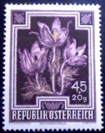 Selo postal da Áustria de 1948 Pasque Flower