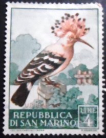 Selo postal de San Marino de 1960 Eurasian Hoopoe