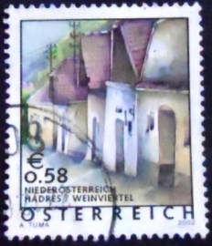 Selo postal da Áustria de 2002 Wine cellars in Hadres