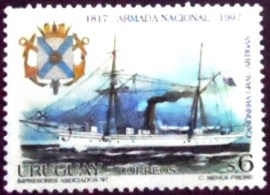 Selo postal do Uruguai de 1997 Gun-Boat General Artigas